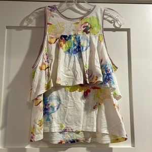 Anthropologie Meadow Rue Tank with Ruffles and Floral print